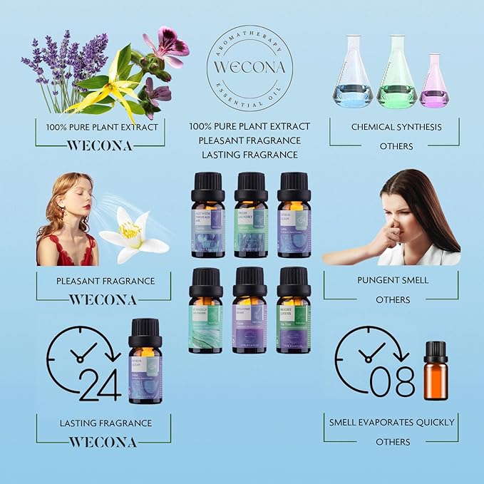 Essential Oils for Laundry - 100% Pure Essential Oils for Diffusers for Home,6x10ml(Clean)- Aromatherapy Oils for Humidifiers,Wool Dryer Balls,Clean Linen