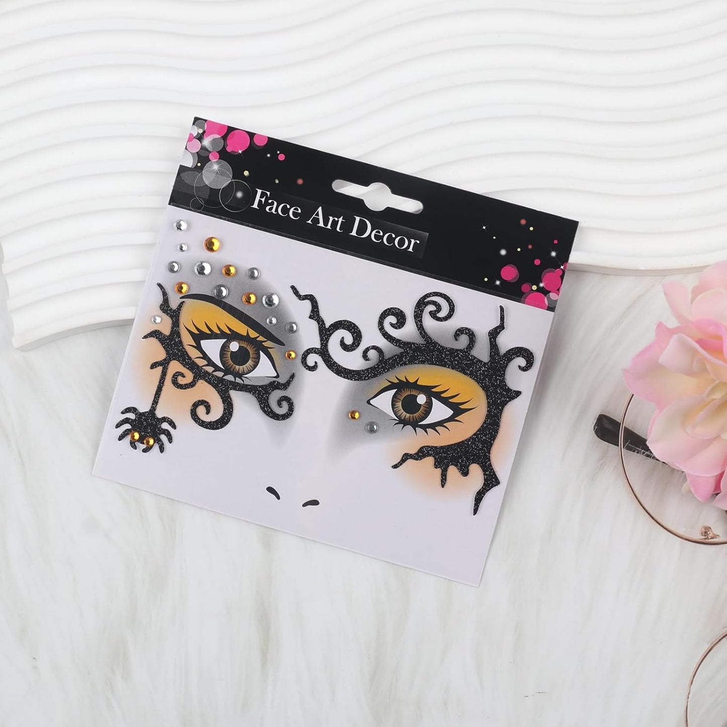 Halloween Face Tattoo Stickers Spider Animal Face Gems Stickers Decals Makeup Accessories