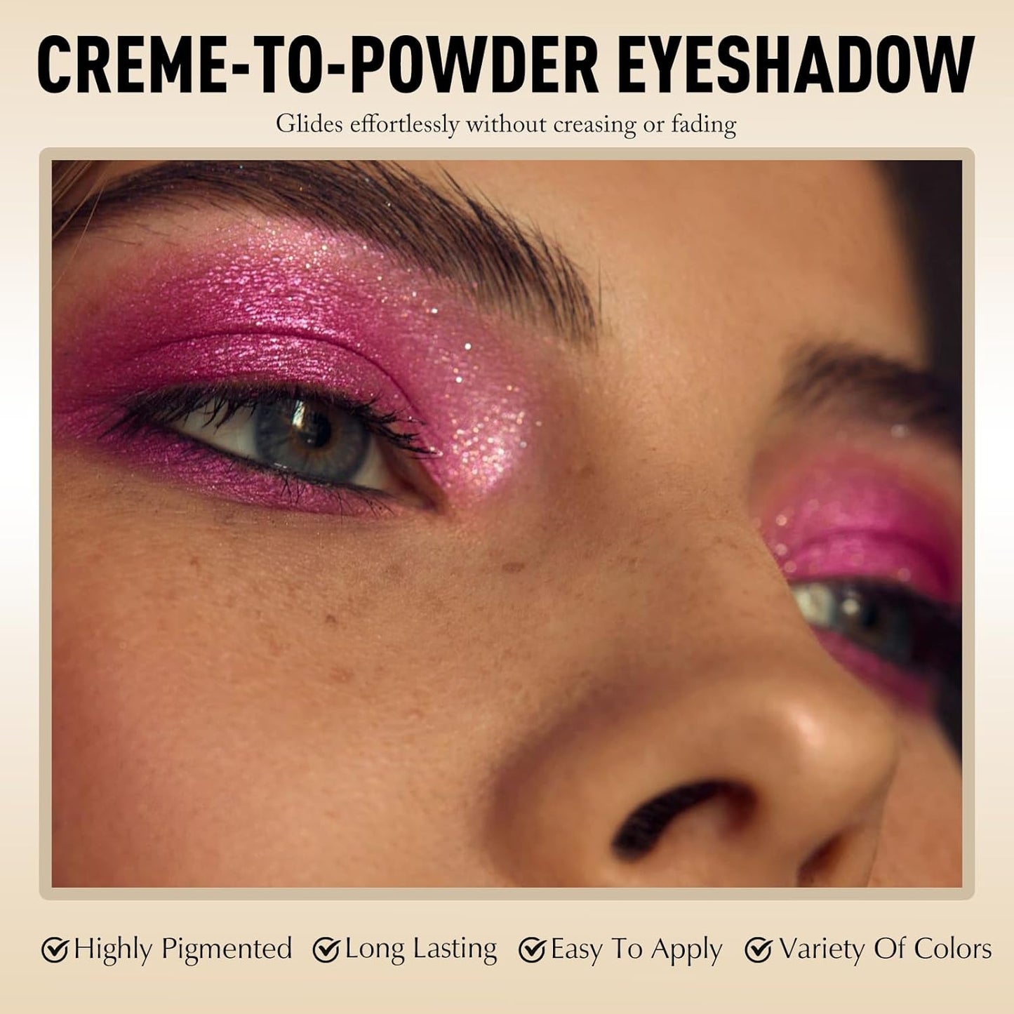 Glitter Eyeshadow Stick - Hot Pink Shimmer Long Lasting Cream Eye Shadow Pencil Buildable Sparkling Face Highlighter Makeup, Lightweight Waterproof & Smudge Proof for Easy Application