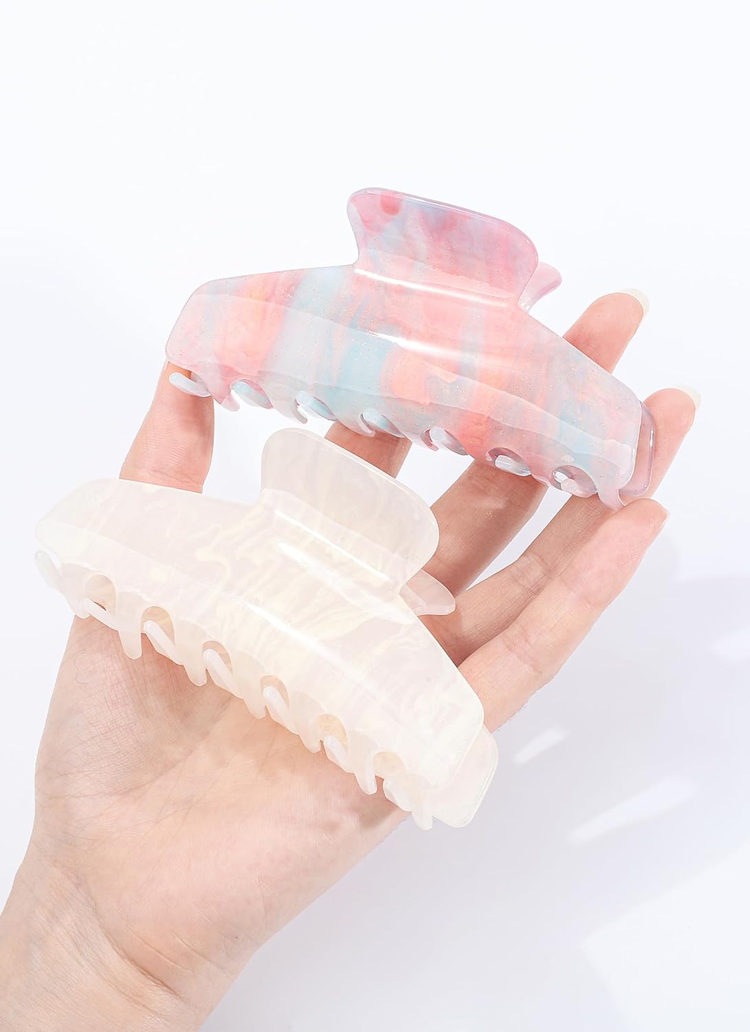 2 Pack Large Acrylic Hair Claw Clips for Women - 4 Inch Strong Hold Nonslip Hair Clips Big Claw Barrettes for Thick Thin Hair, Cute Durable Jaw Clips for Women Girls