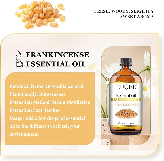 Frankincense Essential Oil 118ml Large Bottle Pure Frankincense Oil with Glass Dropper Greatect for Aromatherapy, Diffuser, Sopa Making - 4 Fl.Oz