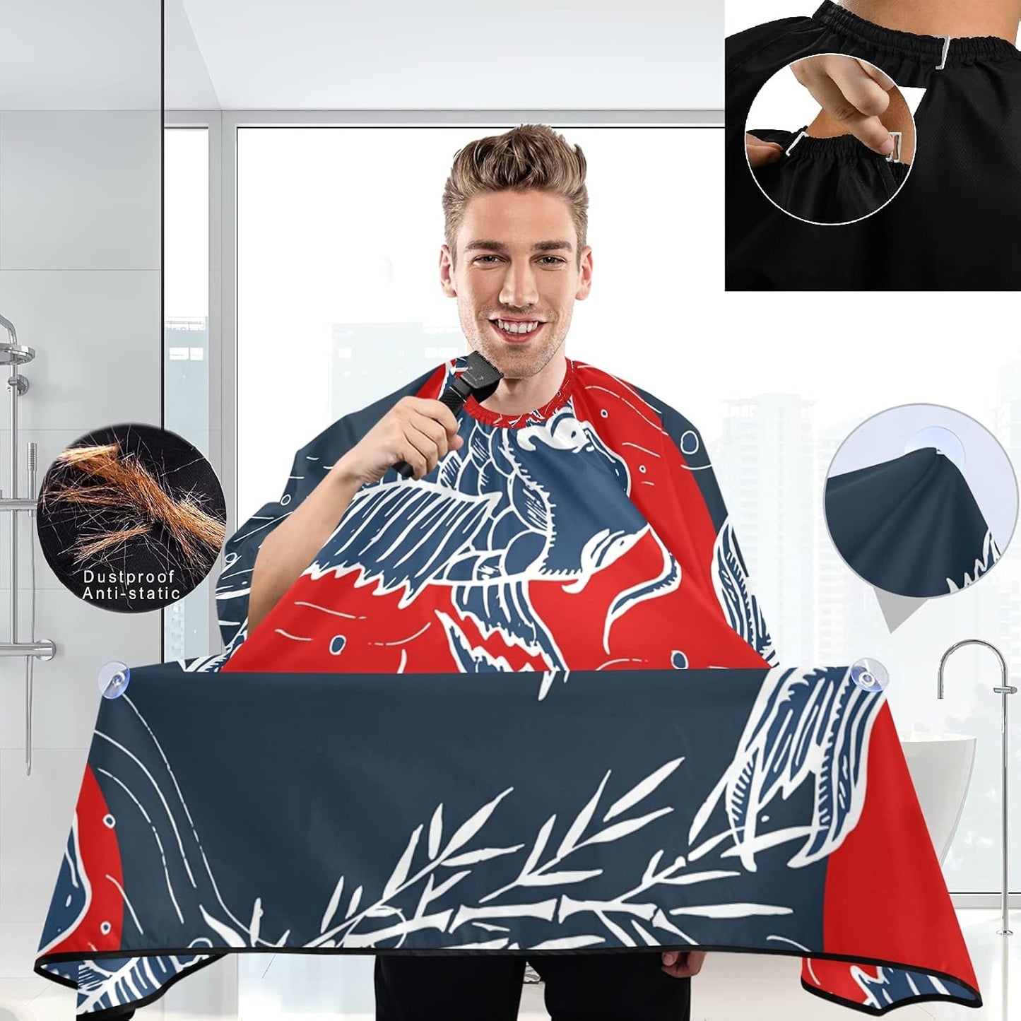 visesunny Professional Barber Cape Polyester Hair Cutting Clippings Catcher Grooming Cape Apron for Shaving Trimming For Men