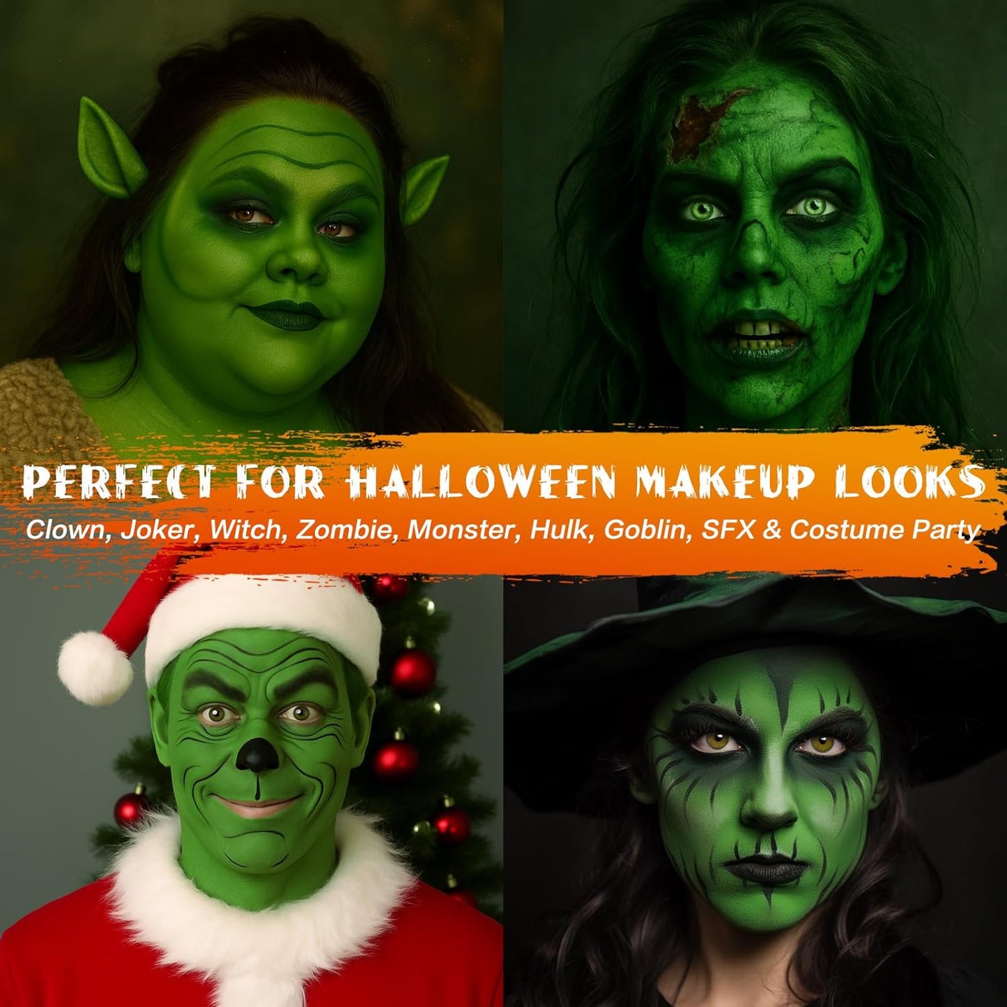 BOBISUKA Light Green Face Body Paint Stick Washable Water-Based Face Paint Makeup Stick for Halloween Witch, Zombie, Hulk, Goblin, Camo, Hunting, Cosplay, SFX, Sports Eye Black & Costume Party