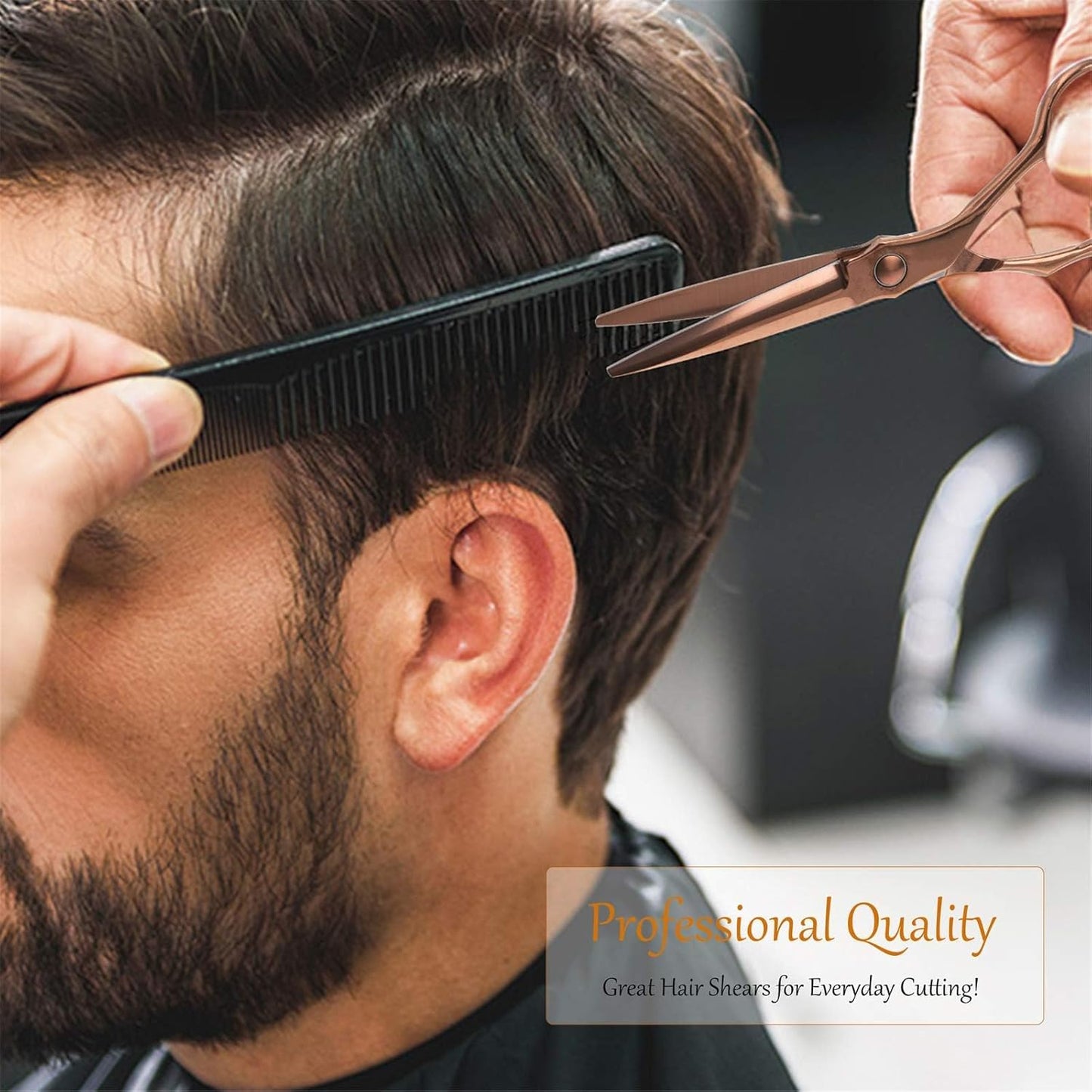 JASON 6" Hair Cutting Scissors - Professional Haircut Scissor Hair Trimming Shear for Barber, Hairdresser, Stylist, Women and Men, 440C Stainless Steel Hair Cutting Shear, Rosegold