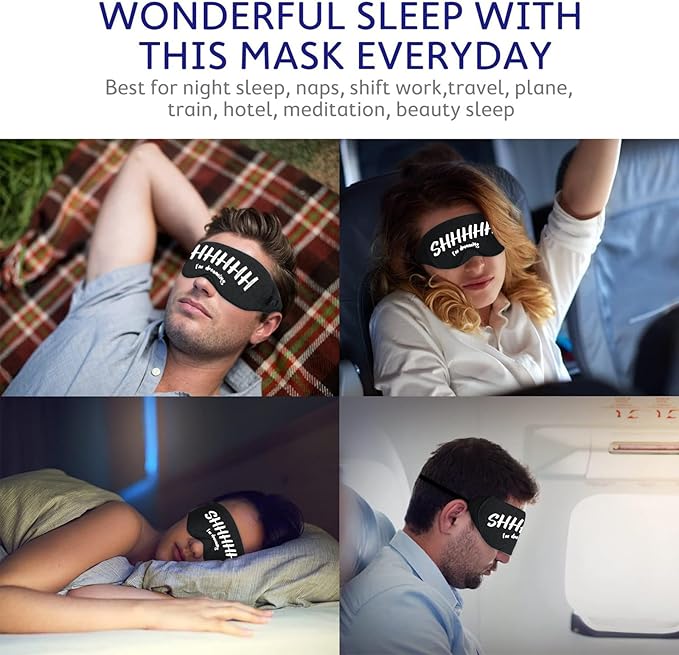 Mavogel Cotton Sleep Mask - Sleep Eye Mask for Women Men, Light Blocking Night Eyemask, Super Soft and Comfortable Eye Covers for Sleeping Yoga Nap Meditation, Includes Travel Pouch (Dreaming Style)