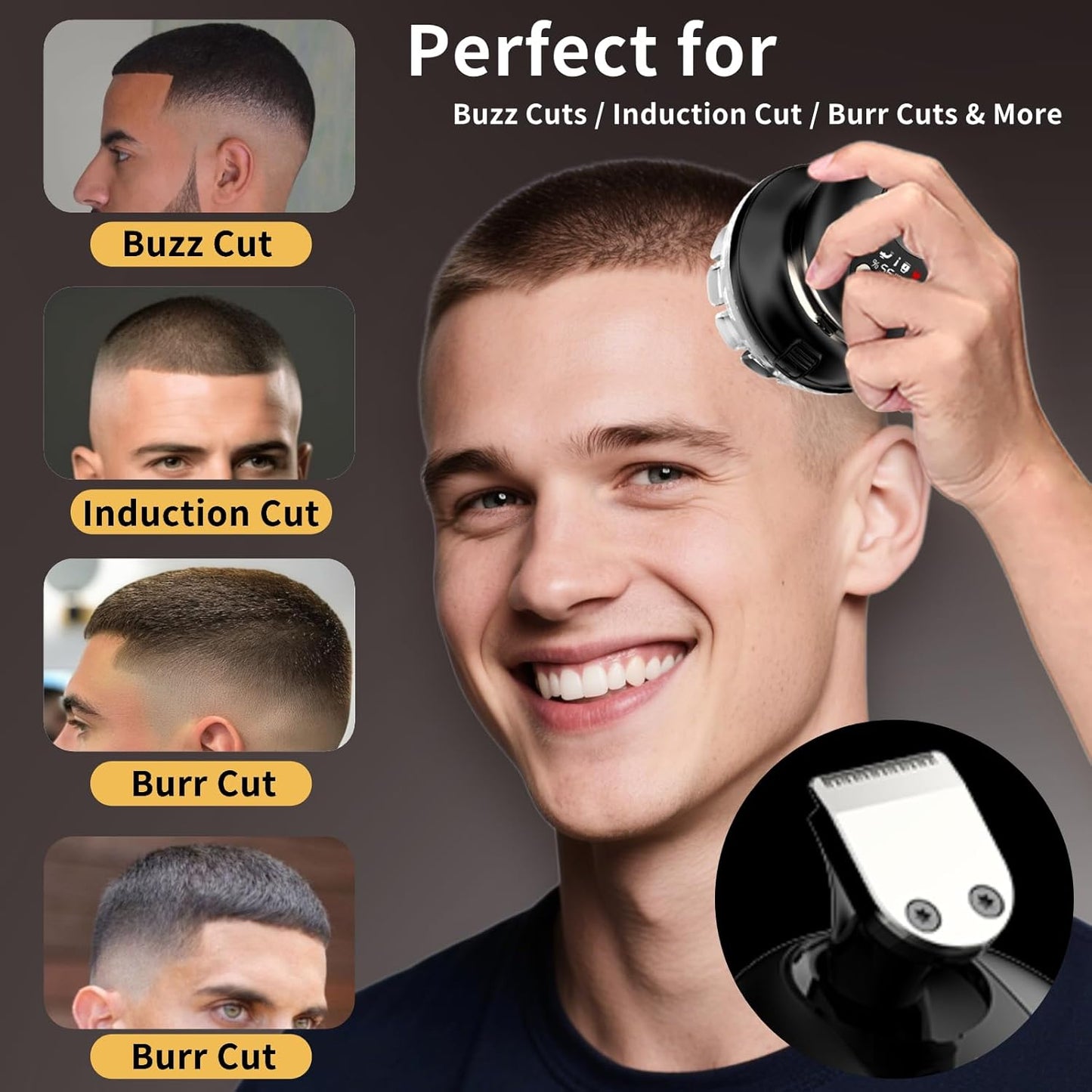 Self Haircut Kit for Men with Trimmer – DIY Clipper for Buzz Cut, Crew Cut, Flat Top – LED Display, Waterproof, USB Rechargeable, Home Use with 2 Guards