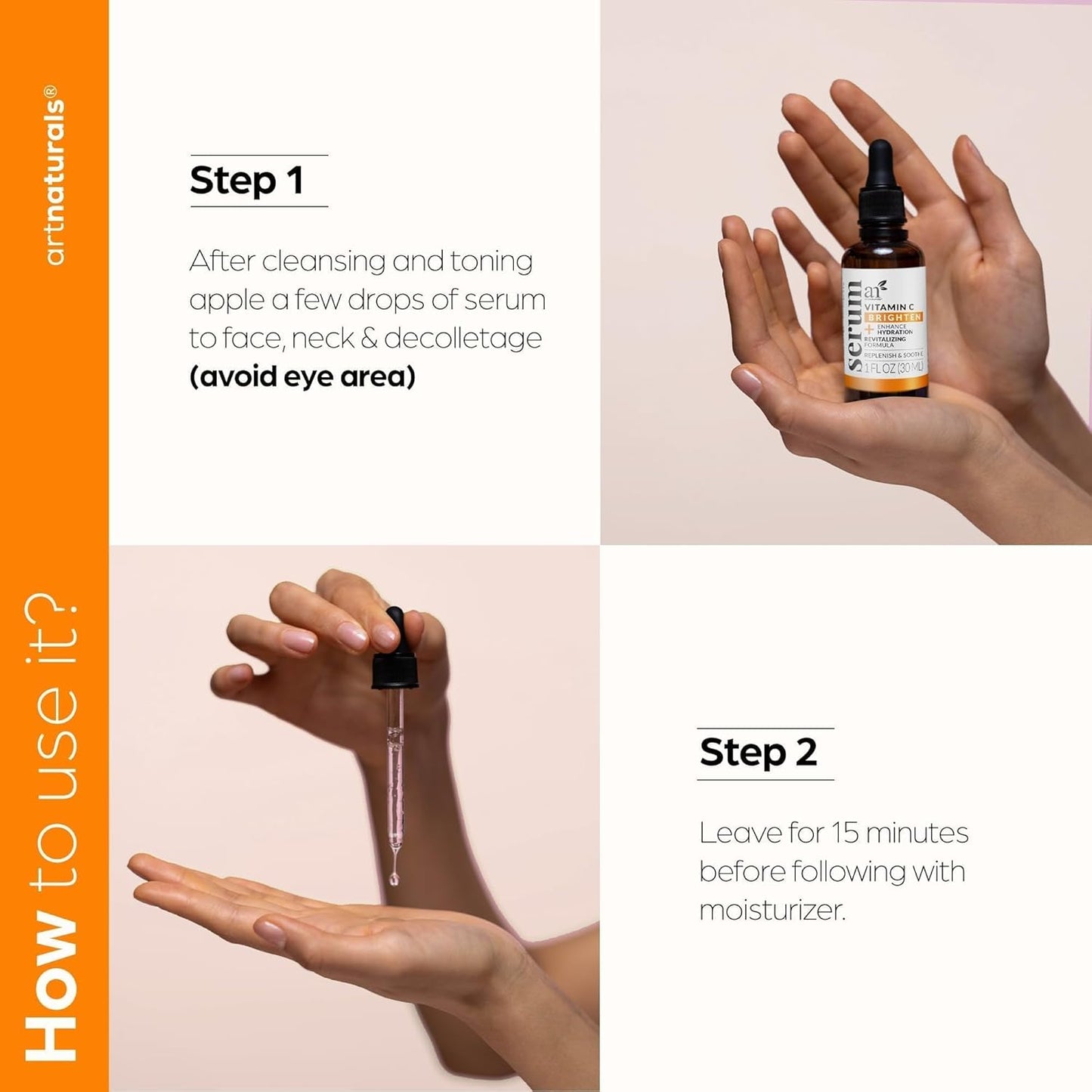 artnaturals Anti-Aging Vitamin C Serum - (1 Fl Oz / 30ml) - with Hyaluronic Acid and Vit E - Wrinkle Repairs Dark Circles, Fades Age Spots and Sun Damage - Enhanced 20% Vitamin C