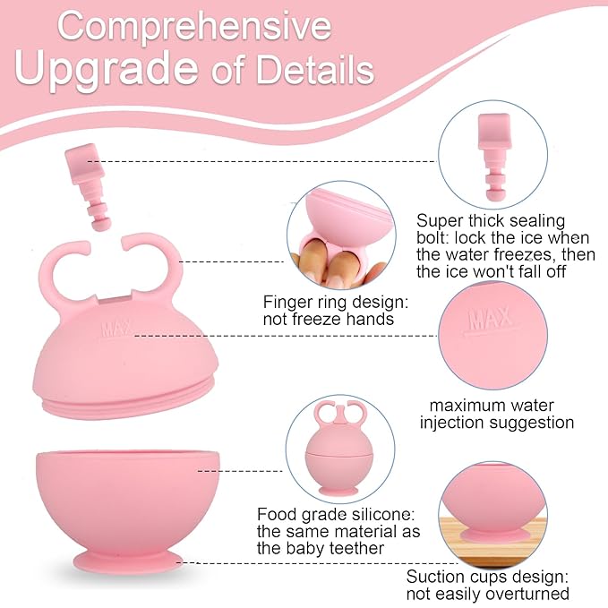 2 Pack Ice Roller for Face, Ice Face Roller for Eye Neck Body, Ice Cube Roller Massager Gua Sha Tool, Eliminates Puffiness, Reusable Facial Ice Mold, De-Puff Eye Bags, Women Men Gifts (Pink and Blue)