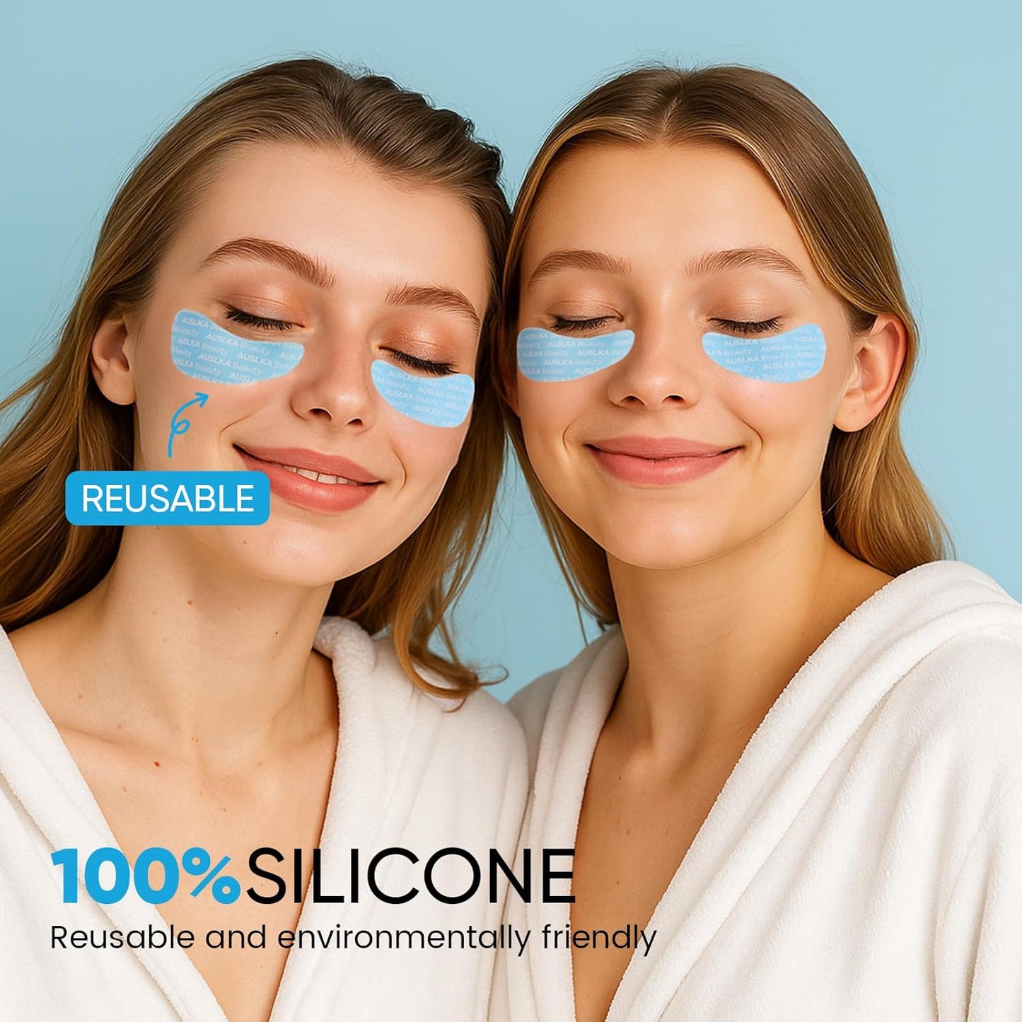 AUSLKA Reusable Under Eye Patches-3 Pairs, Silicone Reusable Eye Masks, Reusable Eye Wrinkle Patches, Silicone Eye&Face Mask for Fine Lines & Dark Circles, Storage Tin Included