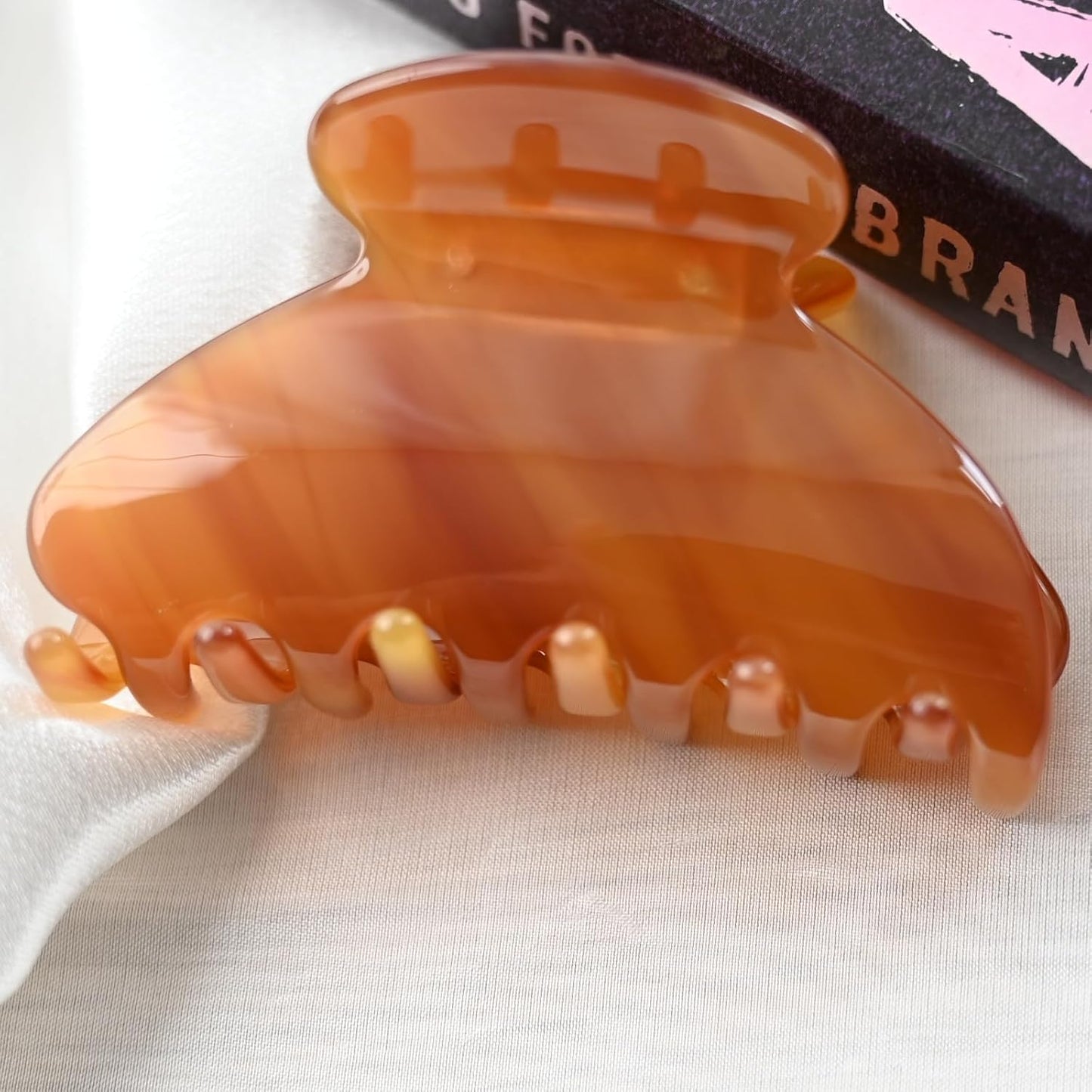 Handmade Celluloid Acetate French Design Barrettes Tortoise Shell Claws Hair Claw Luxury Fashion Accessories Hair Clip for Women (amber)