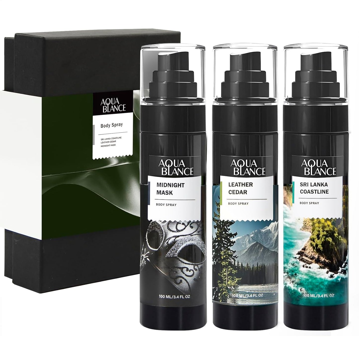 Body Spray for Men, Mens Body Refreshing Spray, Long Lasting, Pack of 3, Each 3.4 Fl Oz, Total 10.2 Fl Oz, Notes of Bergamot, Patchouli, Cedar, Leather