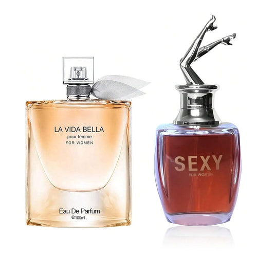 Women's Perfume La Vida Bella& Sexy for Women Combo Set Eau De Parfum Long Lasting Fragrance 3.4 Fl Oz Spray Each for Daily Used