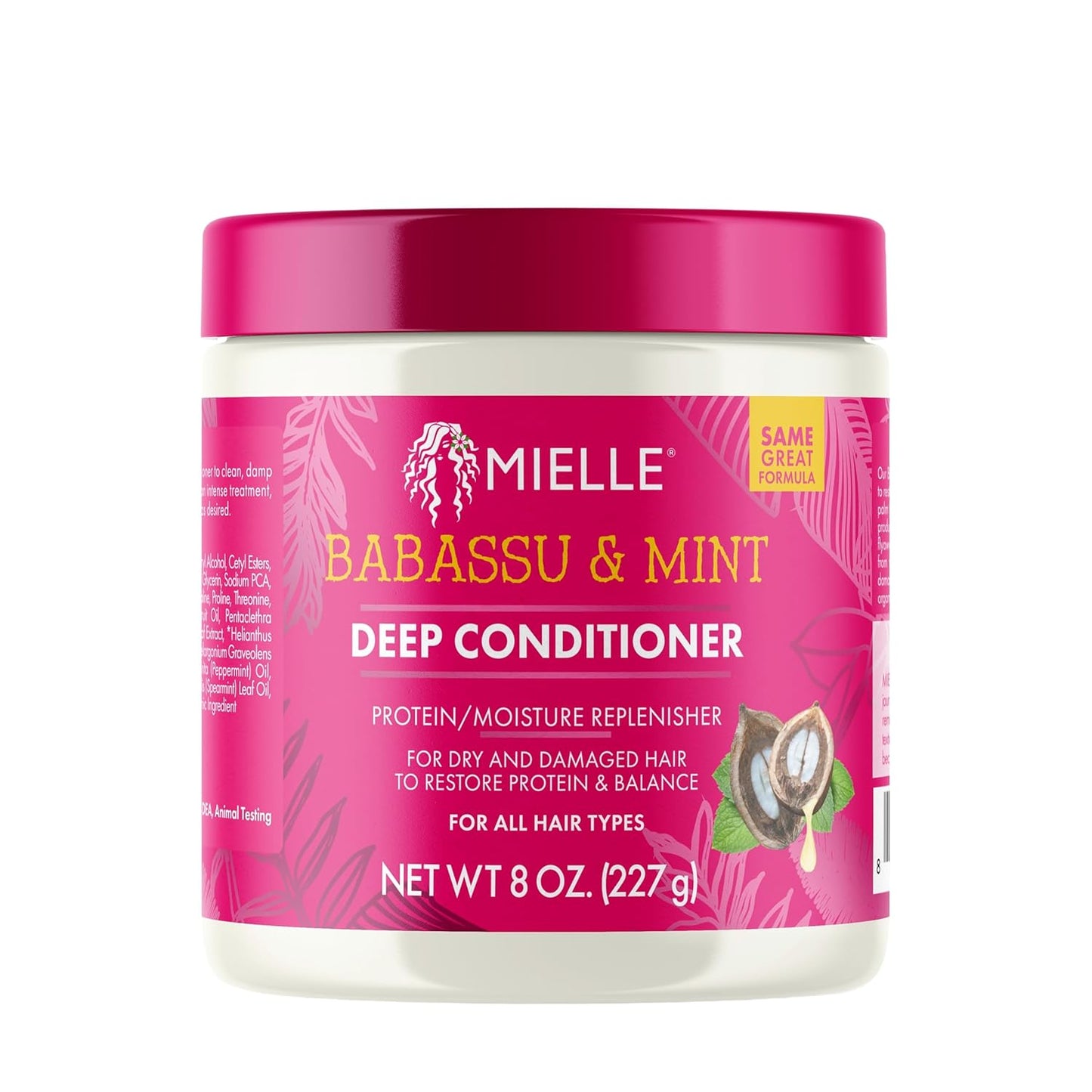 Mielle Organics Babassu & Mint Deep Conditioner with Protein, Moisturizing & Conditioning Deep Treatment, Hydrating Repair for Dry, Damaged, & Frizzy Hair (8 Oz)