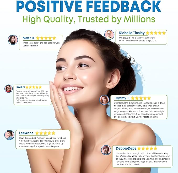 2 Pack Biotin Gummies with Collagen & Keratin for Hair Skin Nails- Women Men, Kids - 120 Blueberry Flavored Gummies