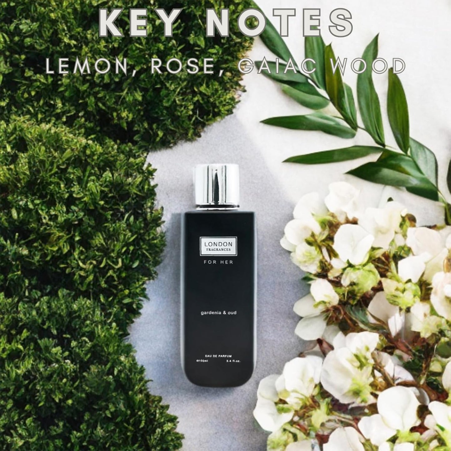 London Fragrances Gardenia and Oud - White Floral, Musky Scent - Women's Fragrance - Captivating Perfumes for Women - 3.4 oz EDP Spray