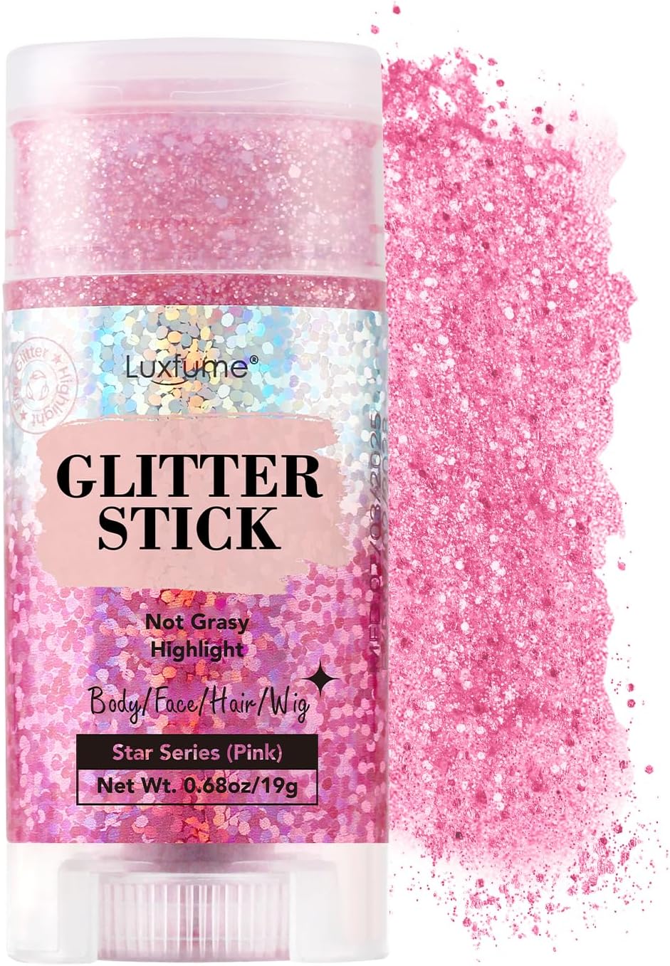 Hair Glitter, Pink Glitter Stick for Hair and Body, Hair & Body Sparkle On-The-Go | Singer Concert Music Rave Festival-Ready Shimmer