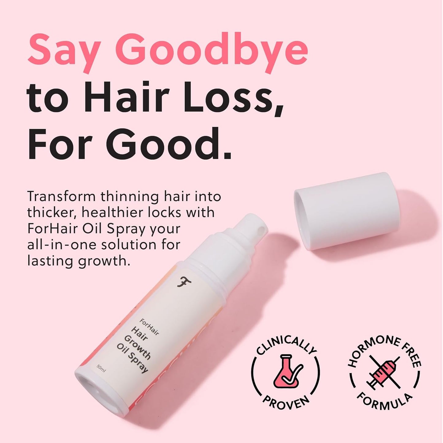 Revolutionary Hair Regrowth Serum - Fights Hair Thinning & Hair Loss - Strengthens, Thickens and Accelerates Hair Growth- Non Greasy and Hormone Free Spray For Scalp- 50ml - Forhair