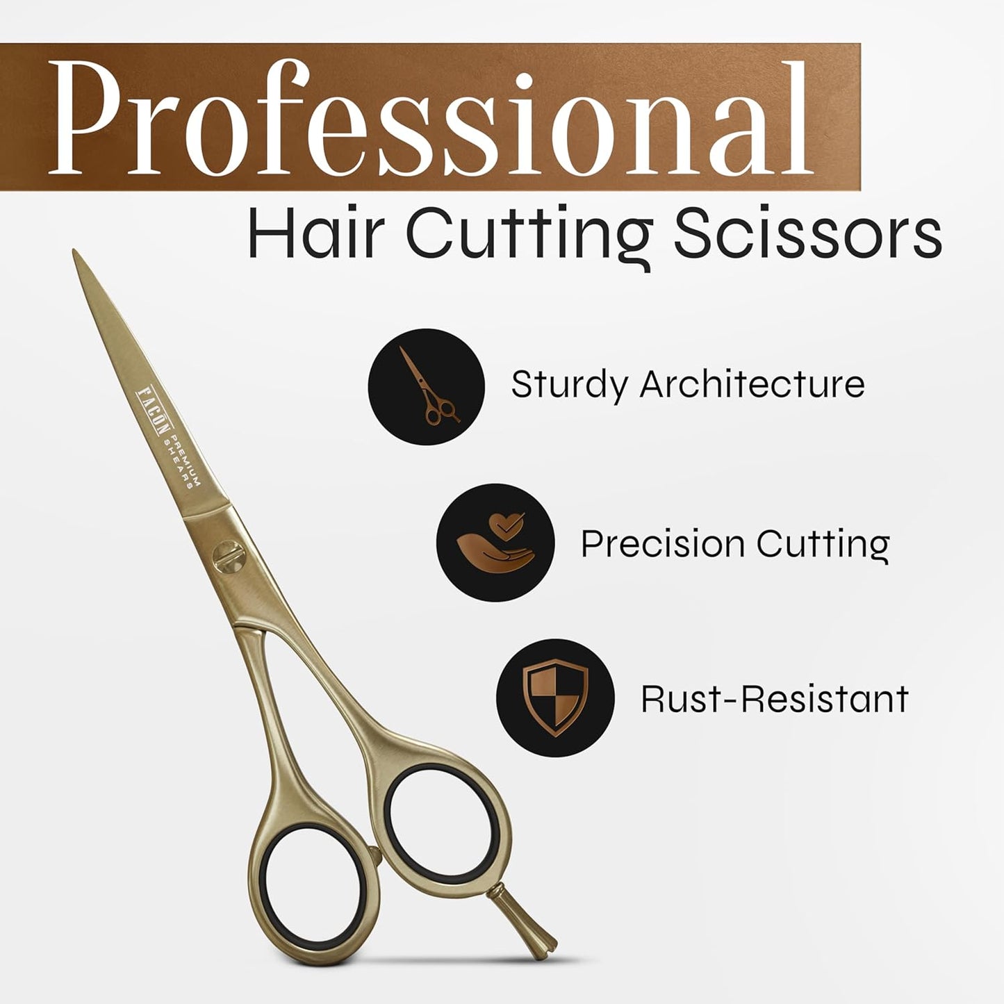 Facón Hair Cutting Scissors - Professional Hair Scissors 6.5 Inch Razor Edge Barber Shears Salon Hair Cutting Shears - Japanese Stainless Steel - Precision Cutting Premium Shears for Men, Women & Kids