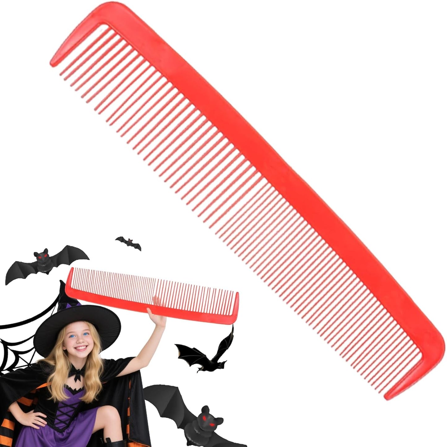 Party Carnival Giant Comb - Giant Wide Comb for Halloween & Carnival,Oversized Prank Hair Styling Tool（Red）