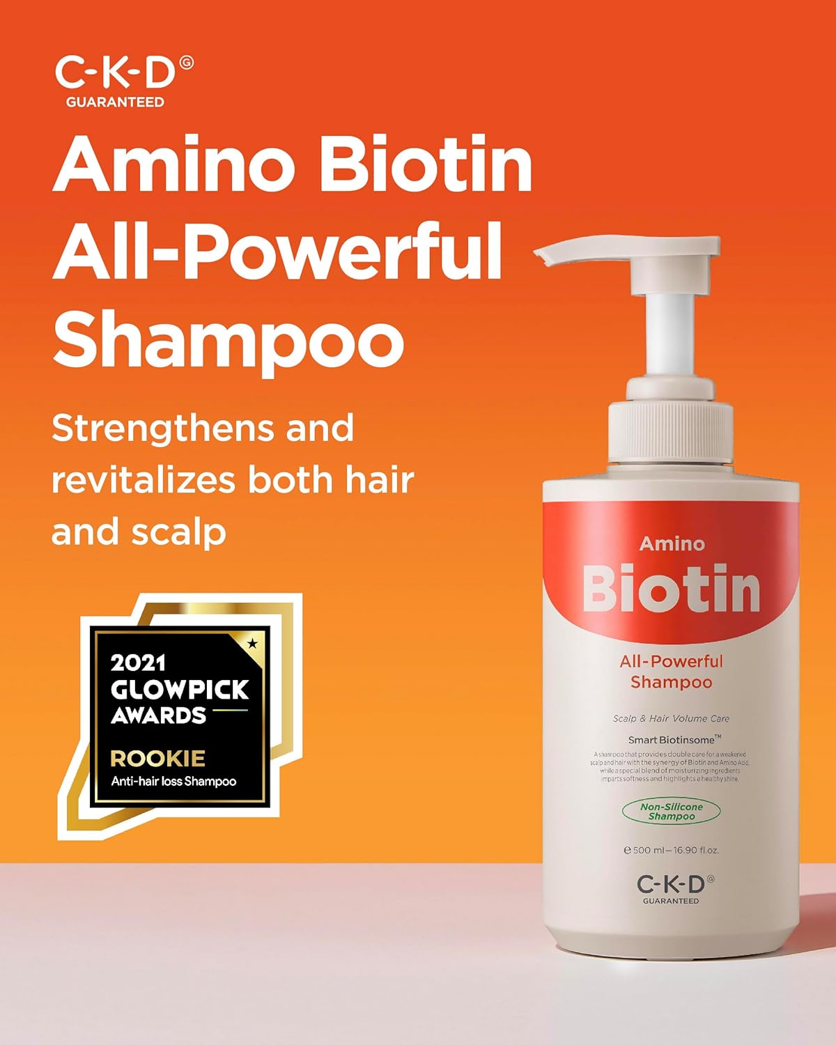 CKD Amino Biotin All-powerful Shampoo - Daily Shampoo for Hair and Scalp, Promotes Hair Growth, Repairs Damaged Hair, Enhances Healthy Hair, and Thickens Hair. Korean Hair Care. 16.9 fl oz