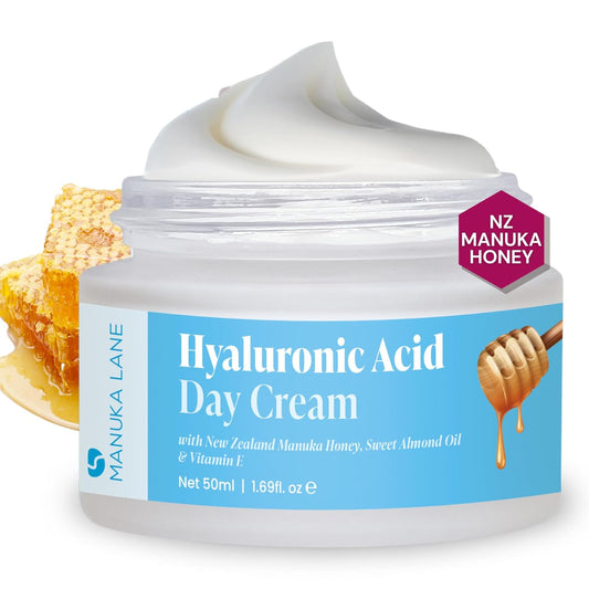 Manuka Lane Hyaluronic Acid Day Cream for Face and Neck with Oat Kernel Extract, Camellia Seed Oil & Sweet Almond Oil | Plant Based Formula | Carefully formulated to keep your skin healthy!