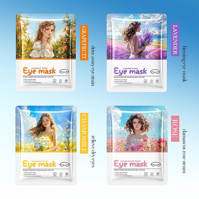 20 Packs steam eye masks for dry eyes，rest self heating eye mask，self warming steam mask，steam eye masks disposable for spa warm compress for eyes travel gifts stress relief