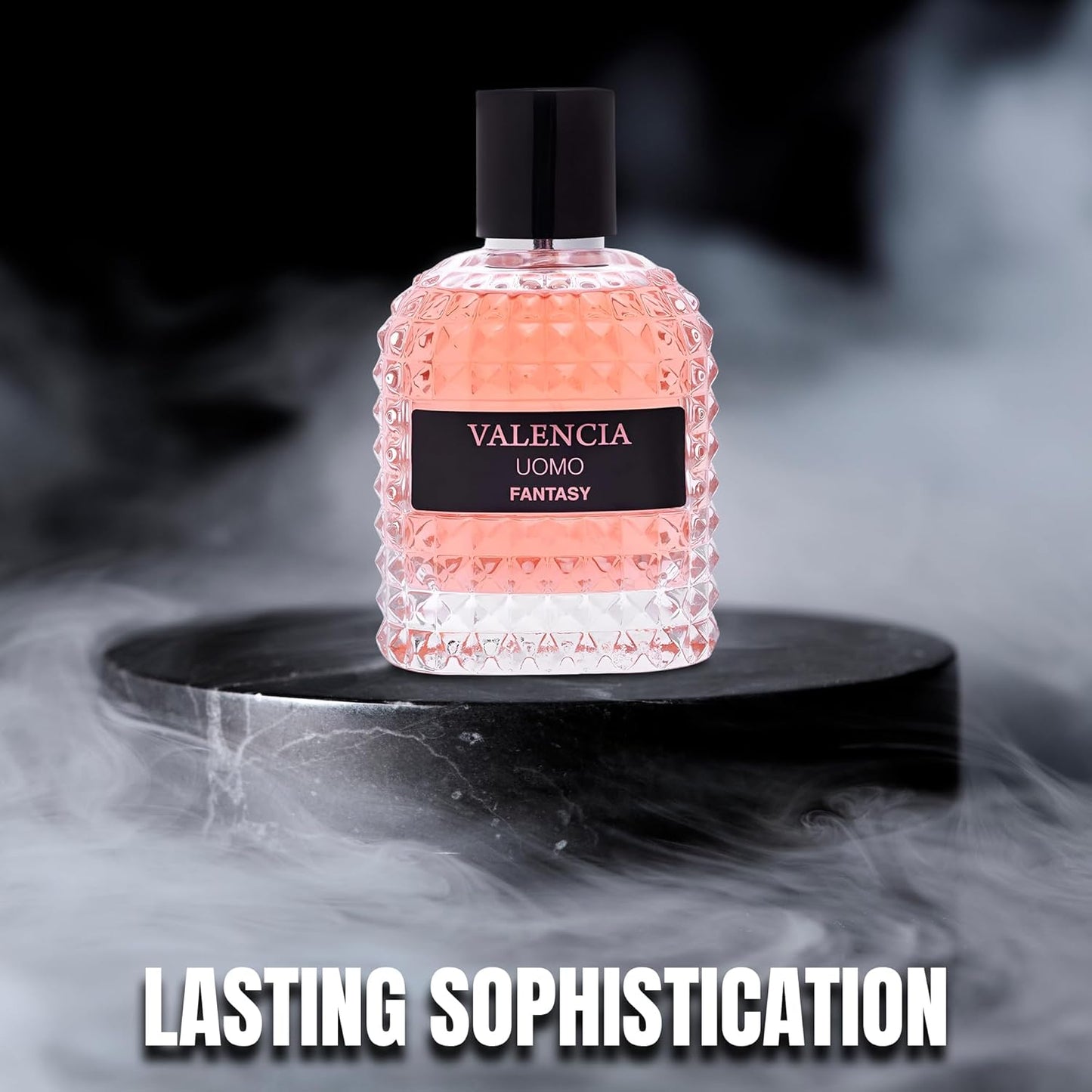 Valencia UOMO Fantasy Sensual Woody Fragrance for Men | Long Lasting Cologne Aromatic Scent, Eau de Parfum Natural Spray - Great Holiday Gift, 3.4 Fl Oz/100 Ml