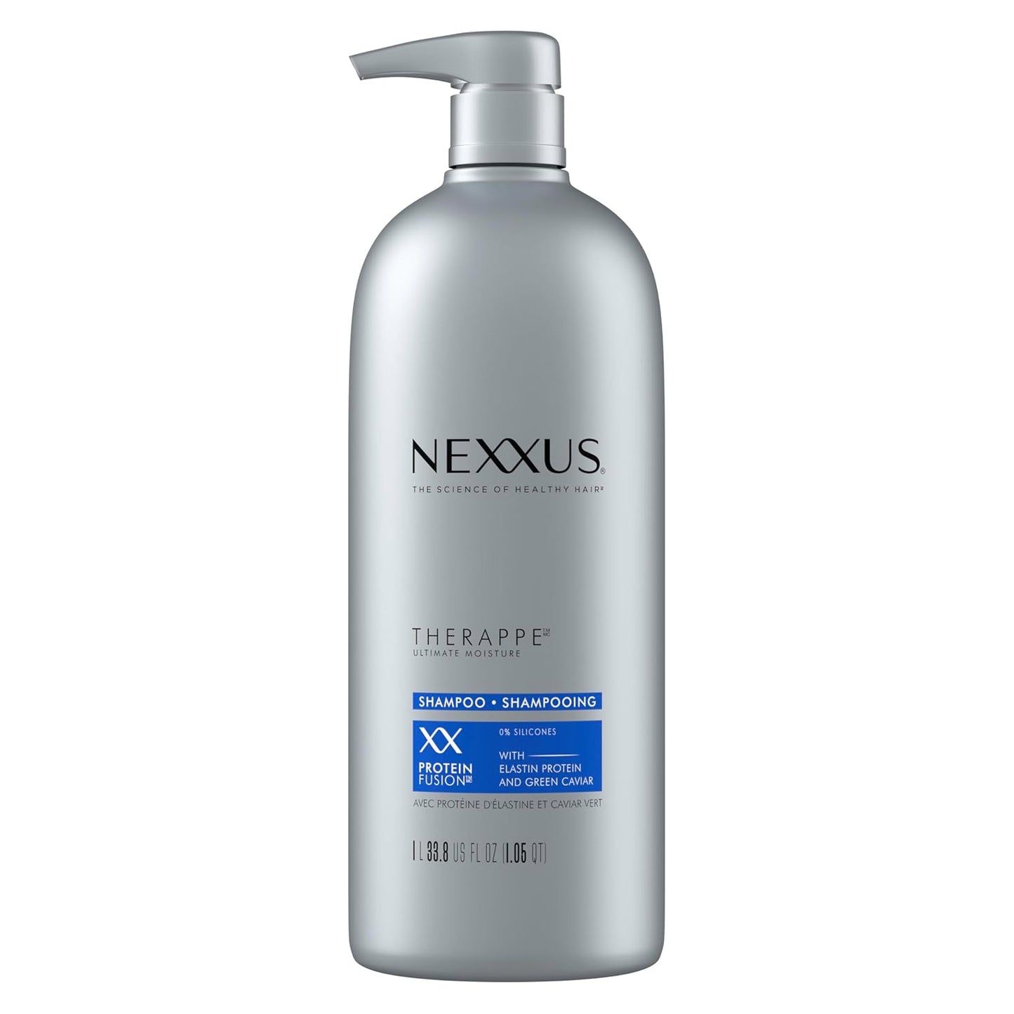 Nexxus Therappe Moisturizing Shampoo Ultimate Moisture for Dry Hair Silicone-Free, Moisturizing ProteinFusion with Elastin Protein and Green Caviar 33.8 oz