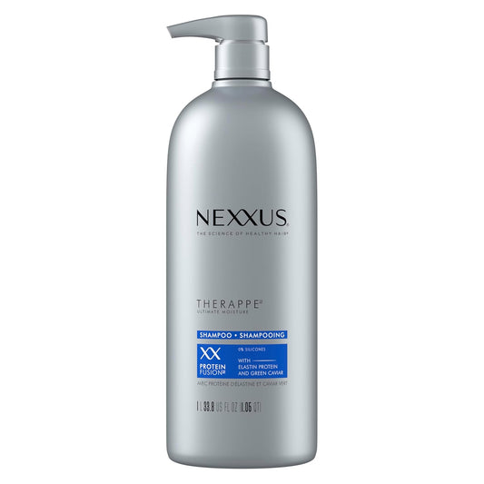 Nexxus Therappe Moisturizing Shampoo Ultimate Moisture for Dry Hair Silicone-Free, Moisturizing ProteinFusion with Elastin Protein and Green Caviar 33.8 oz
