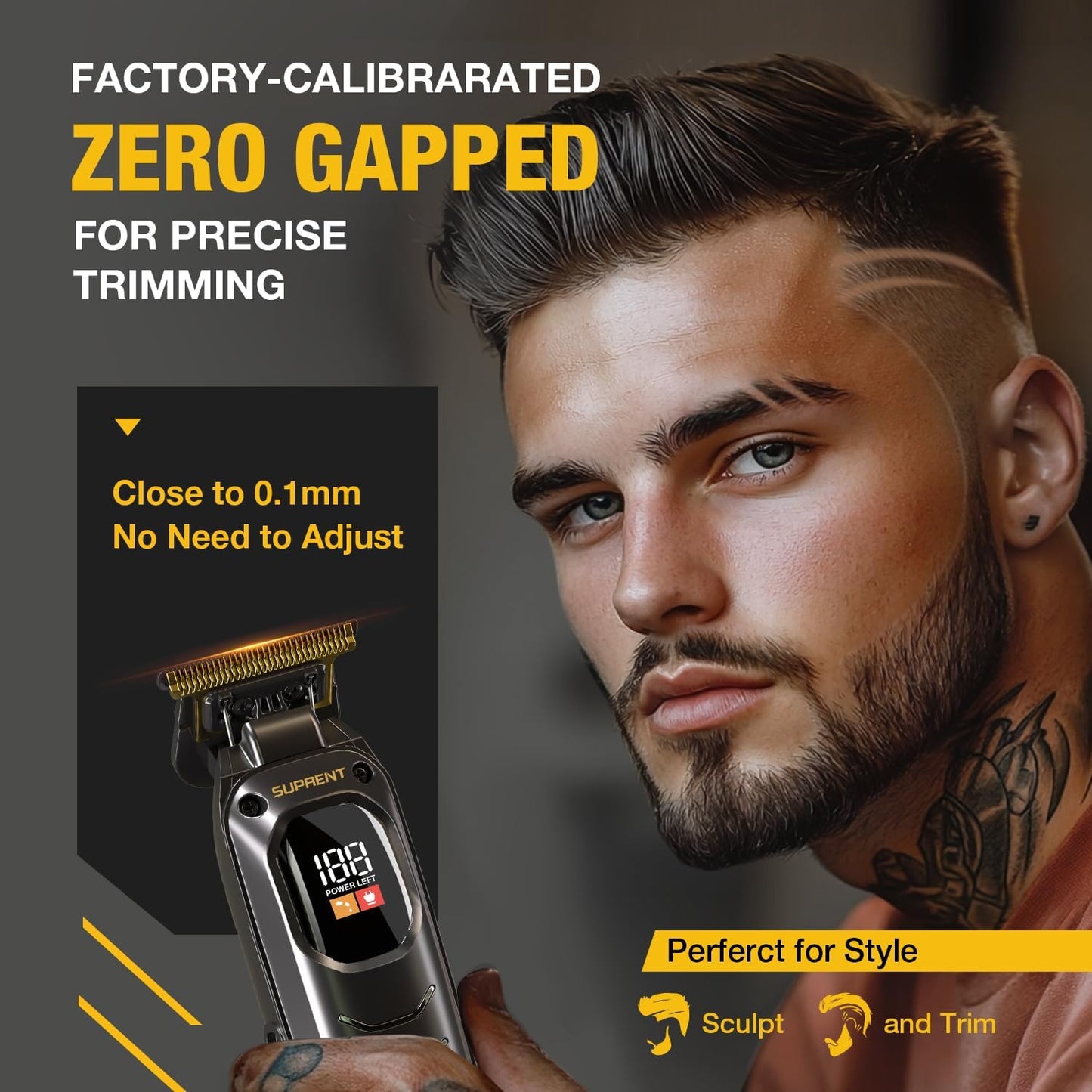 SUPRENT Cordless Hair Clippers for Men - Professional Hair Clipper & Trimmer Set, Wireless Hair Cutting Kit for Family, Rechargeable Cordless Hair & Beard Trimming Set for Men with LED Display (Black)