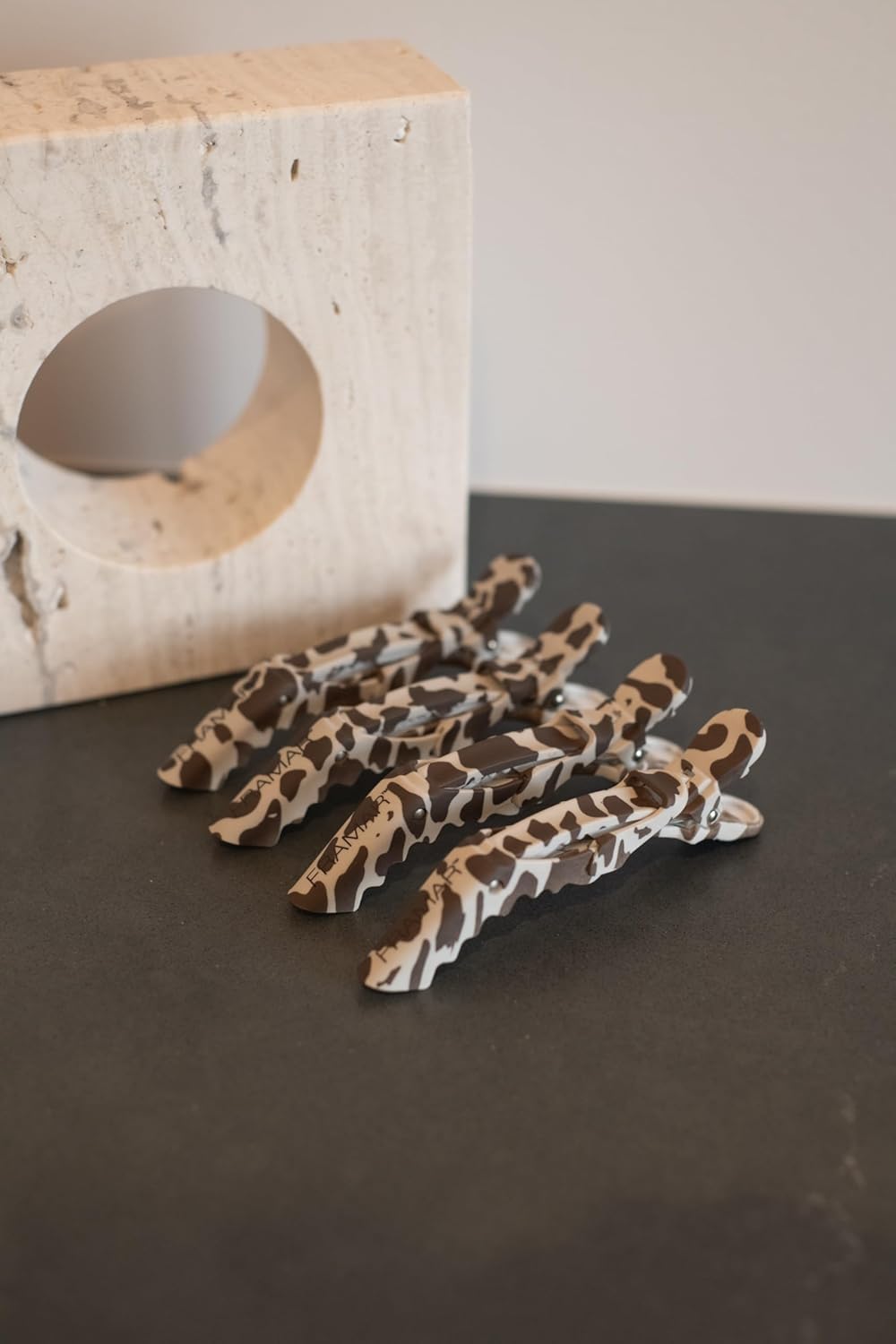 FRAMAR Cow Print Alligator Clips For Hair Styling – Professional Alligator Hair Clips For Women, Western Hair Clip For Women, Cow Print Hair Clips For Styling, Cow Print Stuff – Matte – 4 Pc