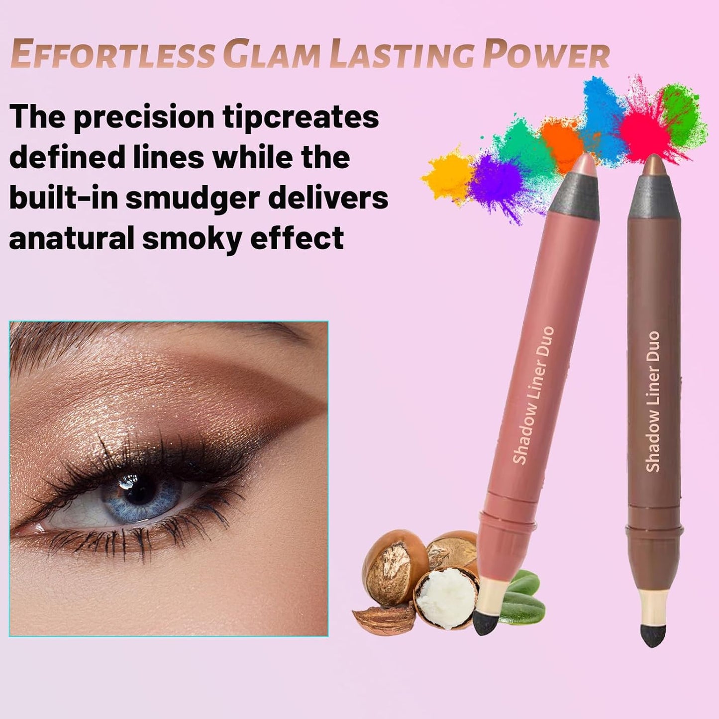 Rocino Freshlus Shadow Liner Duo, Mitlume Perfect Color Duo-Shadow Liner 2-in-1 Eyeliner & Eyeshadow, Plum Eyeshadow Stick, Waterproof and Smudge-Proof, Easily Create a Smoky Effect (SMOLDER+TEMPT)