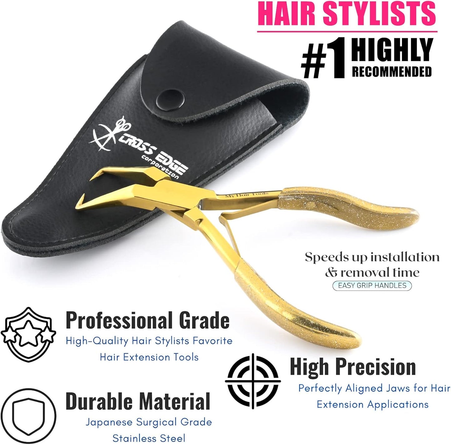 Professional Hair Extension Tools Microlink Bead Remover Plier for Hair Extensions Removal Micro Ring Beads Opener 5.5 Inch Pliers Silver Polish Stainless Steel – Cross Edge Corporation (Gold)