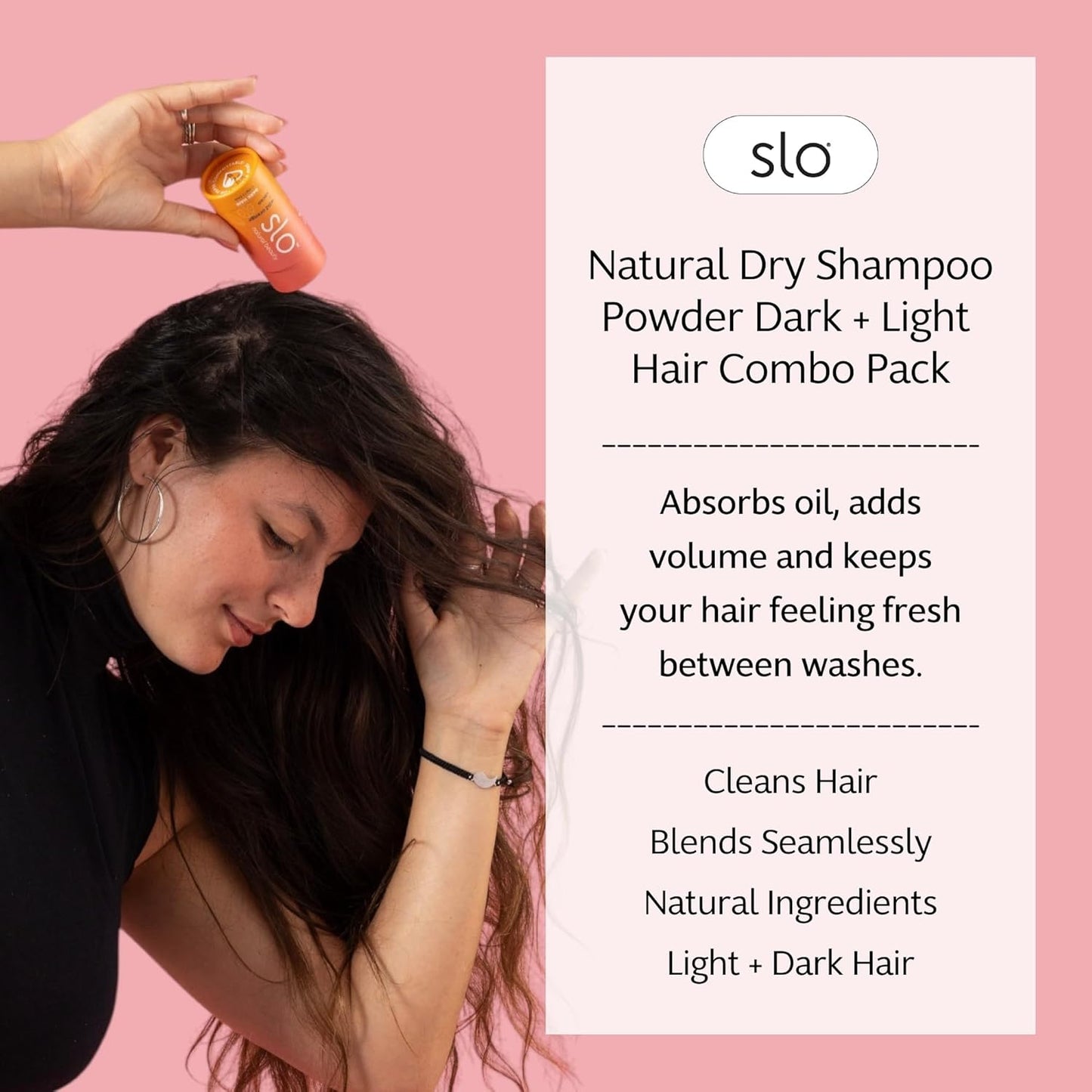 Slo | Natural Dry Shampoo Powder For Dark Hair - All Natural Ingredients, Vegan & Cruelty Free, Talc-Free Blend | Lavender + Ylang Ylang & Wild Orange + Cacao | 2 Pack (2 x 1.23oz/35g)