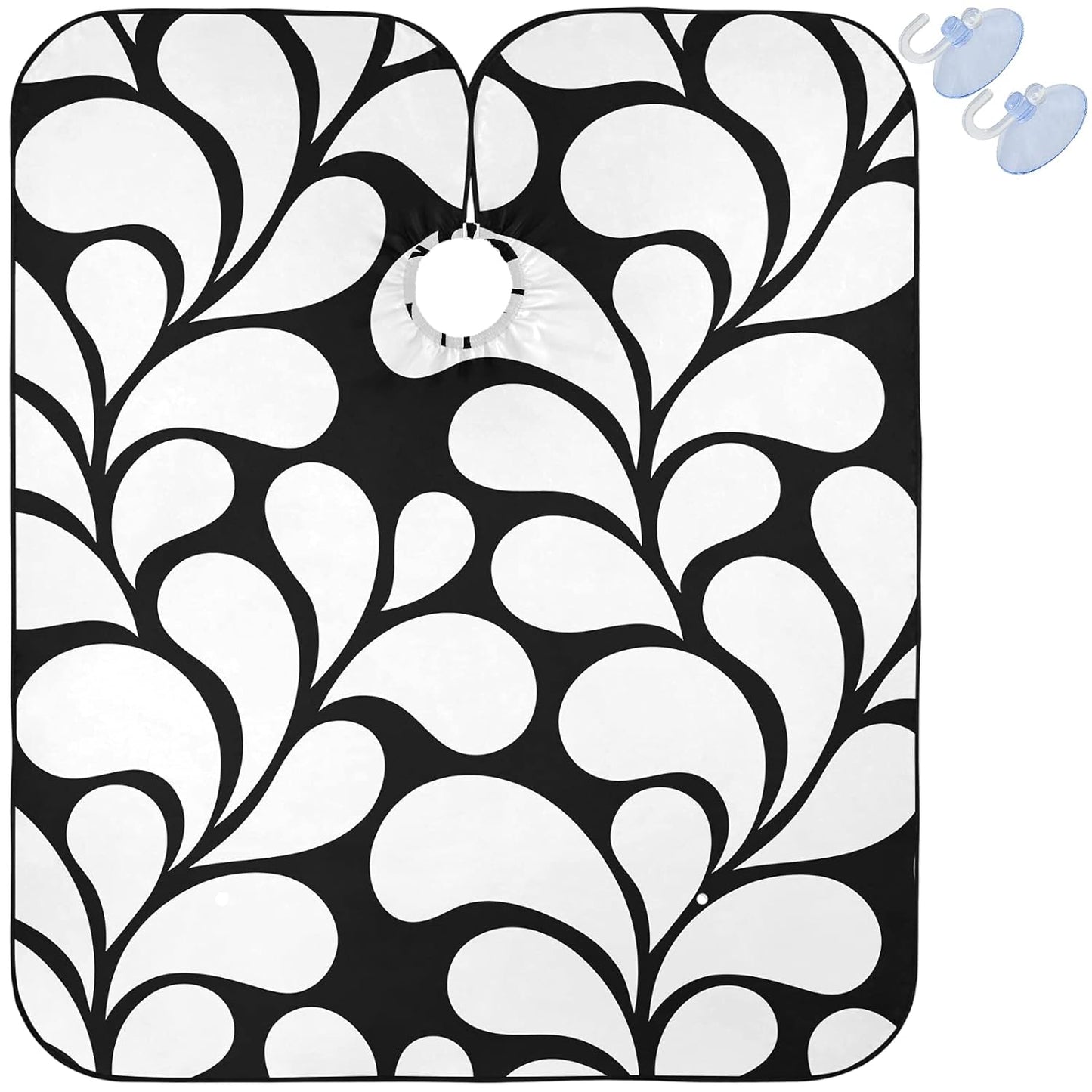 visesunny Black Floral Pattern Barber Cape Polyester Hair Cutting Salon Cape Apron Anti-Static Haircut Water-Resistant Shaving Cloth Beard Shaving Bib Hairdressing Cape