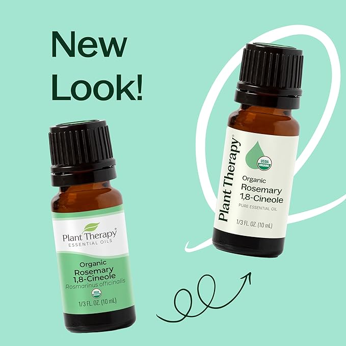 Plant Therapy Organic Rosemary Essential Oil 100% Pure, USDA Certified Organic, Undiluted, Natural Aromatherapy, Therapeutic Grade 30 mL (1 oz)