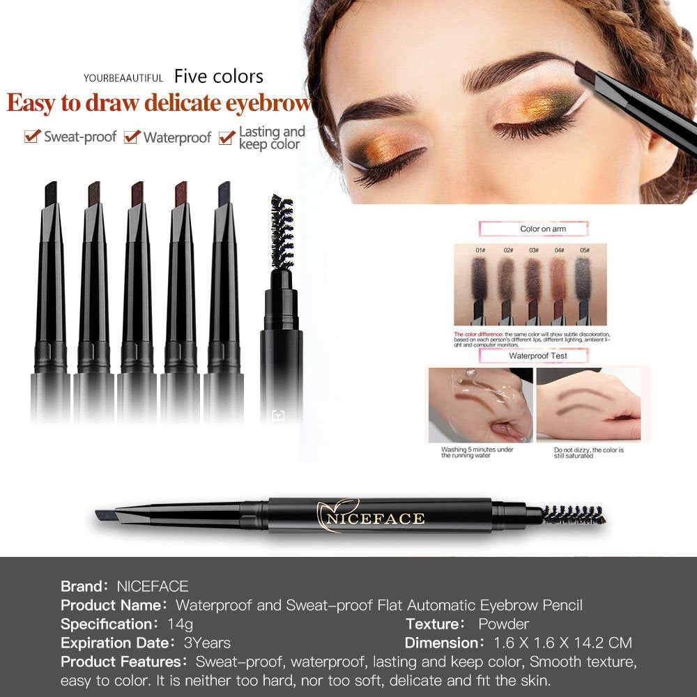 Eyebrow Pencil Dark Brown Double Ended Precision Waterproof Brow Cruelty Free(Dark Brown #2)
