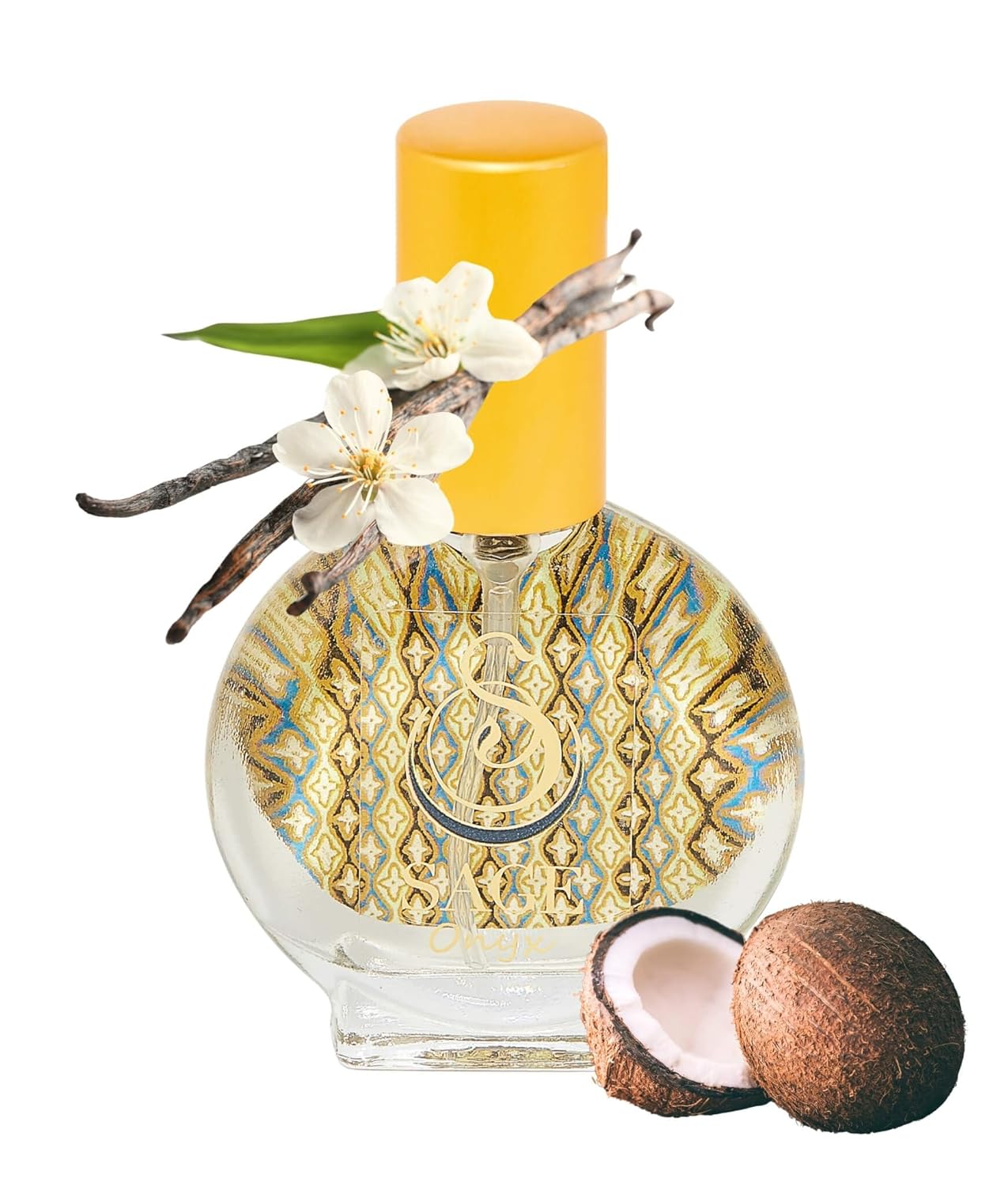 The Sagelifestyle Onyx Organic Perfume Spray for Women - Black Coconut, Vanilla, Amber, Oakmoss - Long Lasting and Natural Scent, Vegan & Cruelty Free, Made in USA, 1/2 oz - Travel Size Perfume