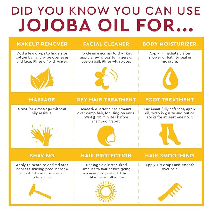 Desert Essence 100% Pure Jojoba Oil – 8 Fl Oz Moisturizer for Hair, Skin & Scalp | Makeup Remover & Aftershave Hydrator, Non-GMO, Vegan, Cold-Pressed, Anti-Flakiness & Non-Clogging Beauty Elixir