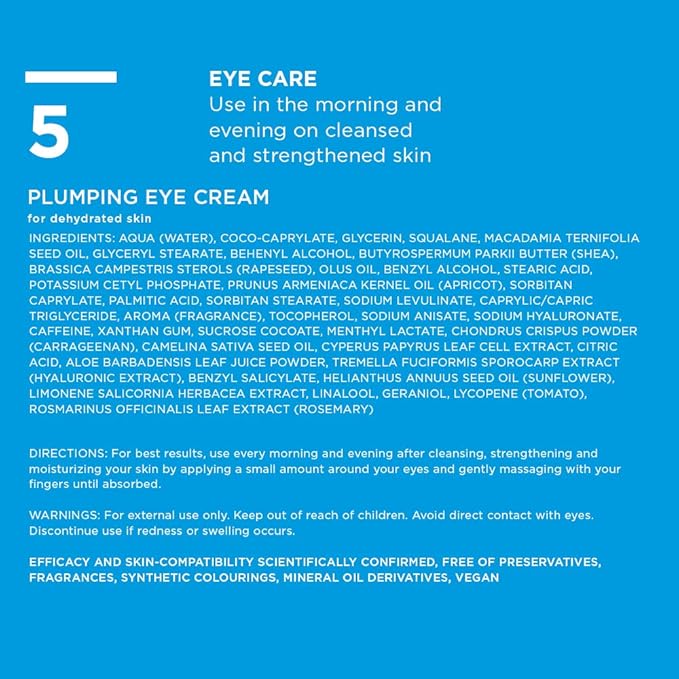 ANNEMARIE BÖRLIND - AQUANATURE Plumping Eye Cream - Botanical Extracts for Wrinkles and Hydration - Moisturizing, Regenerating, Plumping - 0.50 Fl Oz