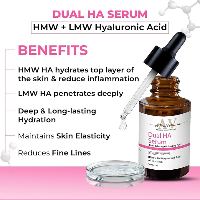 DUAL Hyaluronic Acid Face Serum For Plump Skin, Hydrating Face Serum For Fine lines - 30 ml