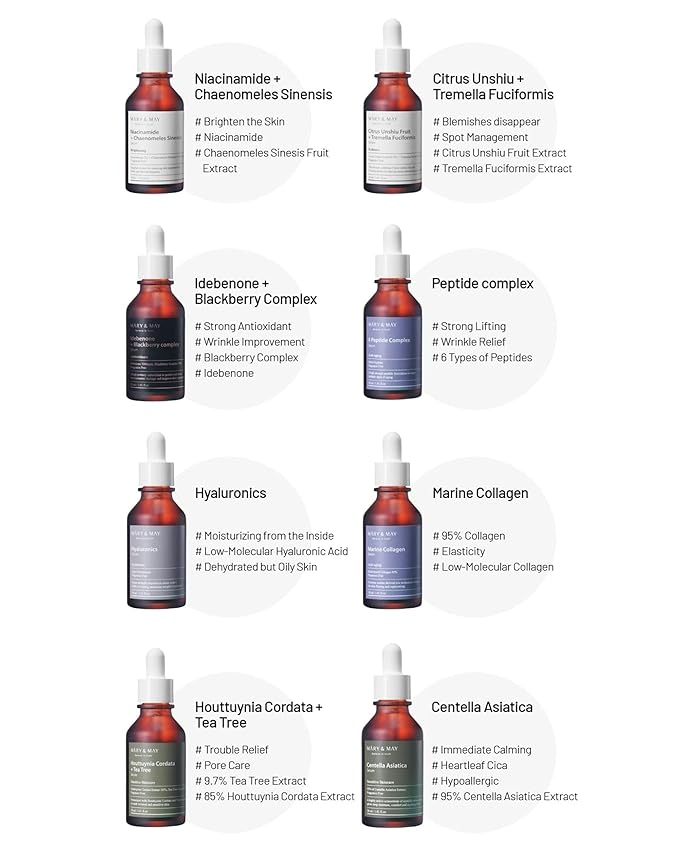 Mary&May Houttuynia Cordata + Tea Tree Serum - Effective Pore Clearing and Acne Treatment Face Serum - Non-Sticky Formula for Improved Skin Barrier and Calm Skin - Fragrance Free, 1.01 fl.oz.