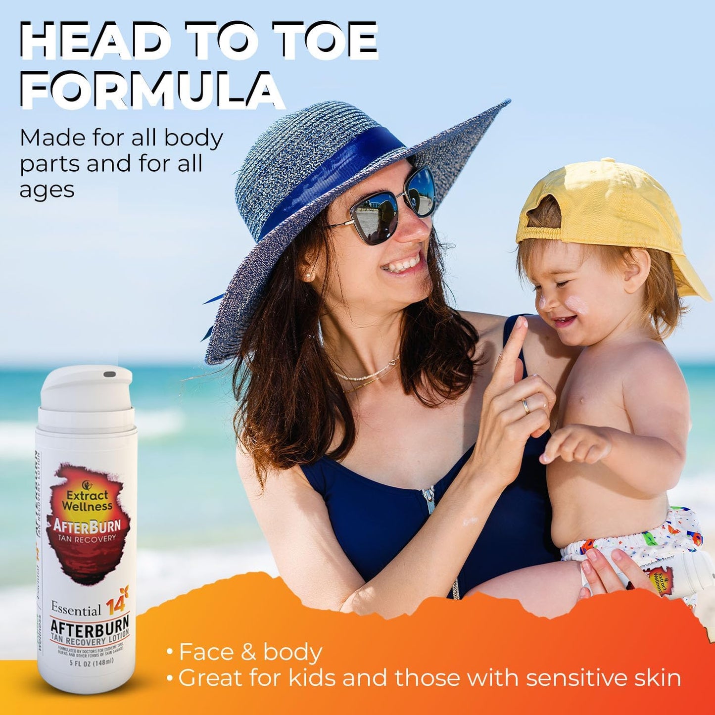 All-in-One AfterBurn Tan Recovery Lotion – Doctor-Formulated Aftersun Lotion w/Natural Ingredients & 14 Essential Oils for All Ages – After Sun Care for Deep Hydration & Peeling Minimization