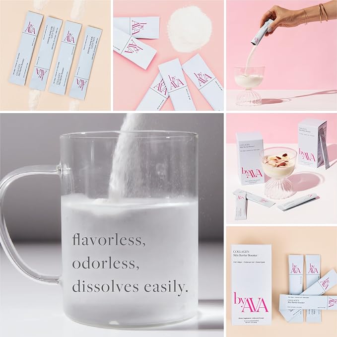 Marine Collagen Powder Skin Barrier Booster | Unflavored Fish Collagen Peptides with Elastin, Hyaluronic Acid, Biotin & Vitamin C | 15 Travel Stick Packets