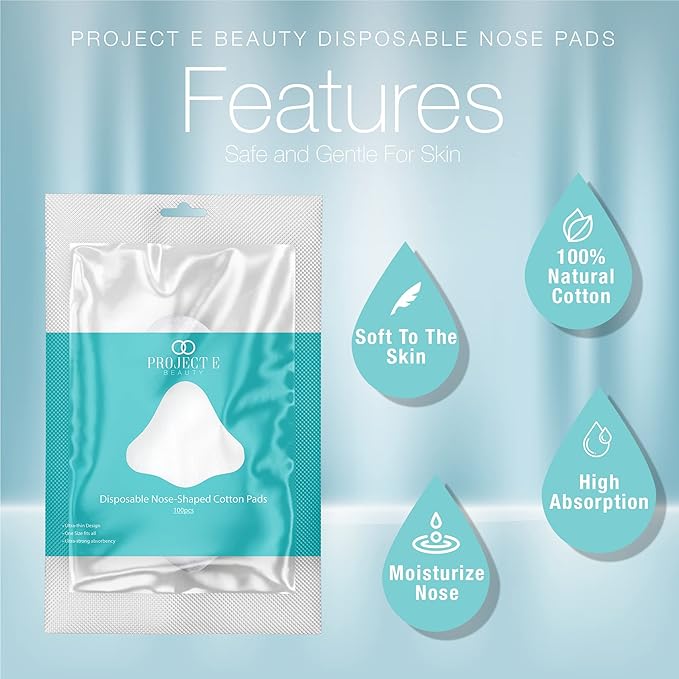 100pcs Disposable DIY Non-Woven Nose Mask Paper by Project E Beauty | Cotton Nose Care Mask | For Skincare & Spa Salon Use | Nose Paper for Toner, Serum, or Lotion (100, Nose Shaped)