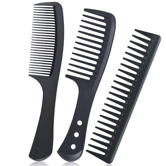 URAQT Hairdressing Combs Set, 3 Pack Wide Tooth Combs, Heat Resistant Anti-static Carbon Hair Brush Hair Comb for Long, Wet or Curly Hair Detangling