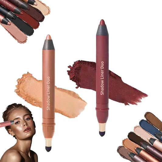 Freshlus Shadow Liner Duo, Mitlume Perfect Color Duo-Shadow Liner 2-in-1 Eyeliner & Eyeshadow, Plum Eyeshadow Stick, Waterproof and Smudge-Proof, Easily Create a Smoky Effect (SIZZLE+HEAT)