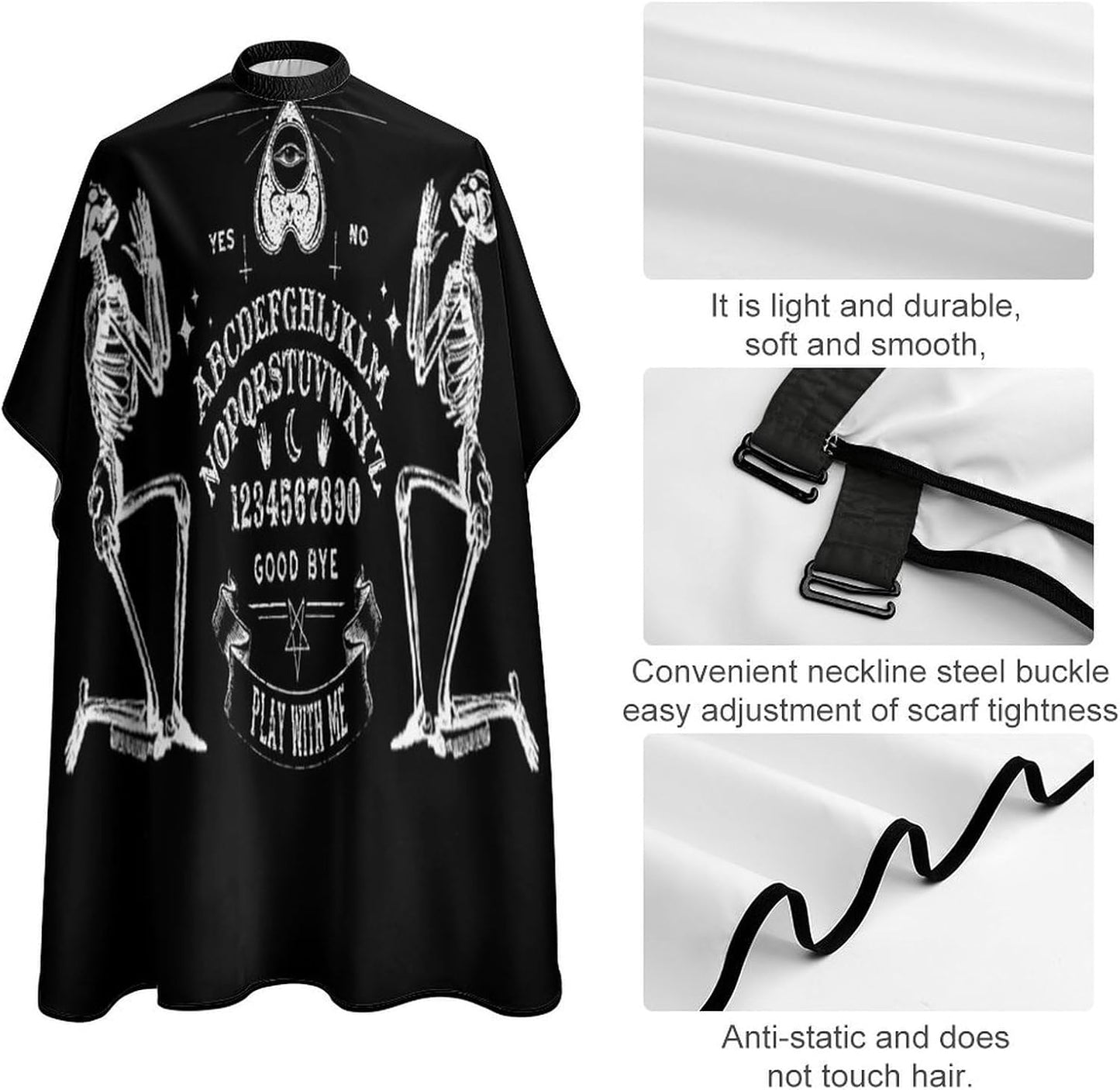 Hair Cut Cape Magical Game Spirit Board Gothic Skull Skeleton Art Hairdresser Apron for Hairdressers, Hair Coloring, Water Resistant Professional Barber Cape Haircut Barber Gown Barber Aceessories