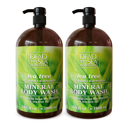 Dead Sea Collection Tea Tree Body Wash for Women and Men - with Pure Dead Sea Minerals and Tea Tree Oil - Cleanses and Moisturizes Skin - Pack of 2 (67.6 fl. oz)