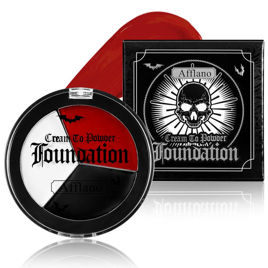 Goth White Black Red Face Paint Makeup Foundation, Clown Halloween White Face Body Paint Makeup Semi-Matte, Non Toxic FX Eye Black Red Body Painting Zombie Vampire Costume Party Cosplay Greasepaint